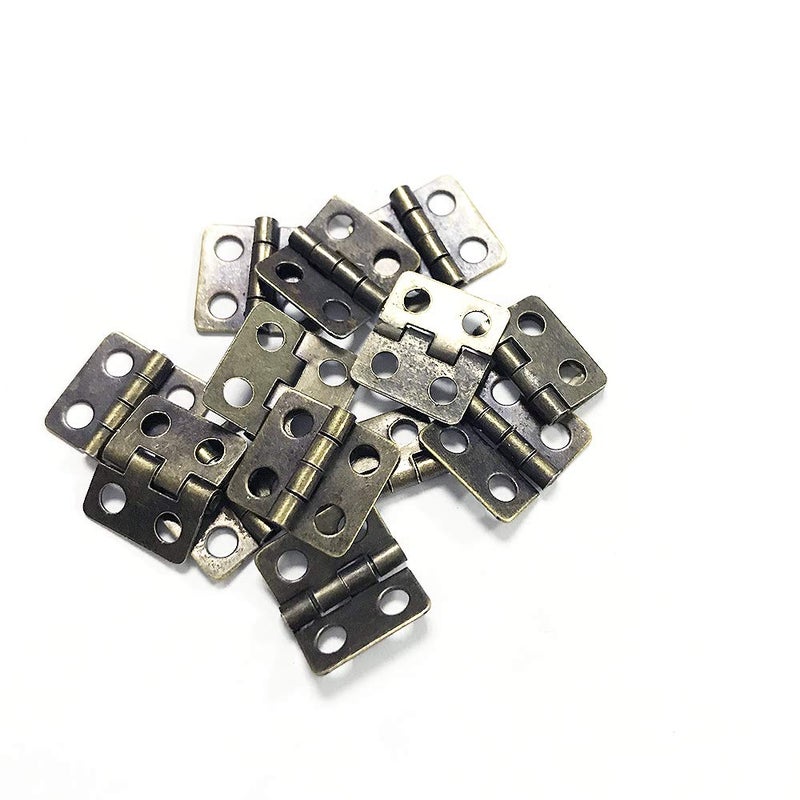 Juland 50 Pieces Mini Pure Copper Hinges Retro Hinges with 200 Pieces Replacement Screws for Wooden Box Jewelry Chest Box Cabinet DIY Accessories (13 x 12mm/0.51 x 0.47inch) â€“ Bronze - Image 4